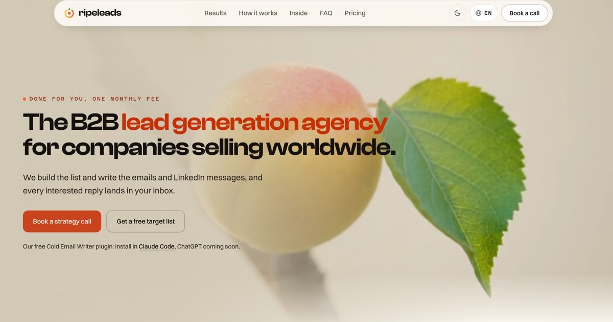 Ripe Leads B2B klientų paieškos agentūros svetainė